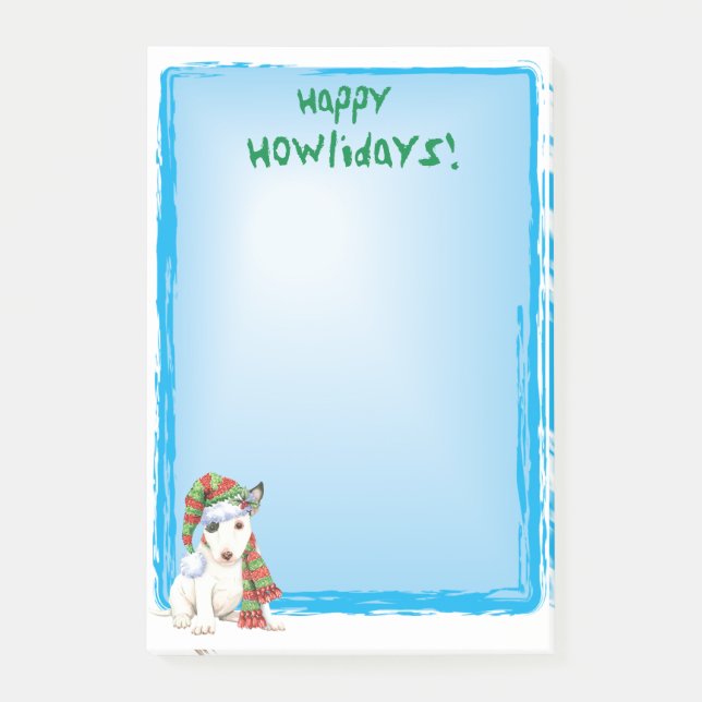 Lycklig Howlidays Mini Bull Terrier Post-it Block (Framsida)