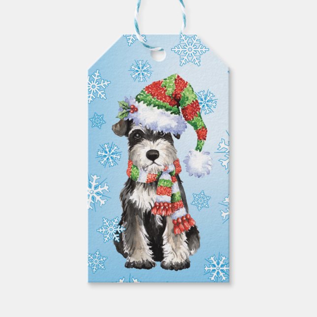Lycklig Howlidays Miniature Schnauzer Presentetikett (Framsidan)