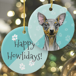 Lycklig Howlidays Miniatyr Pinscher Hund Cute Pupp Julgransprydnad Keramik