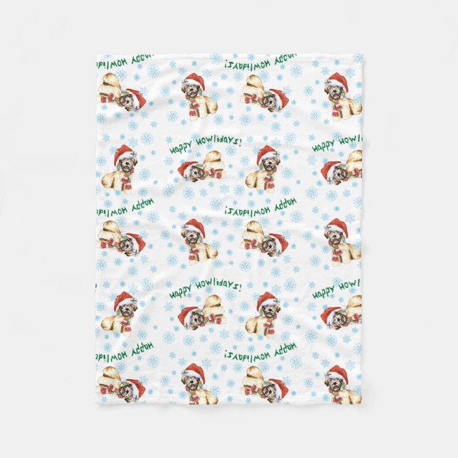 Lycklig Howlidays mjuk bestruken Wheaten Terrier Fleecefilt (Framsidan)