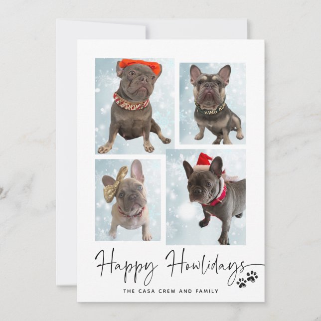 Lycklig Howlidays | Modern fyra fotokollage Julkort (Framsida)
