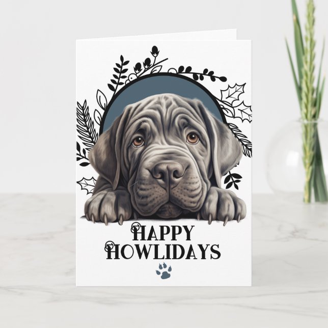 Lycklig Howlidays Neapolitan Mastiff Hund jul Helgkort (Framsida)
