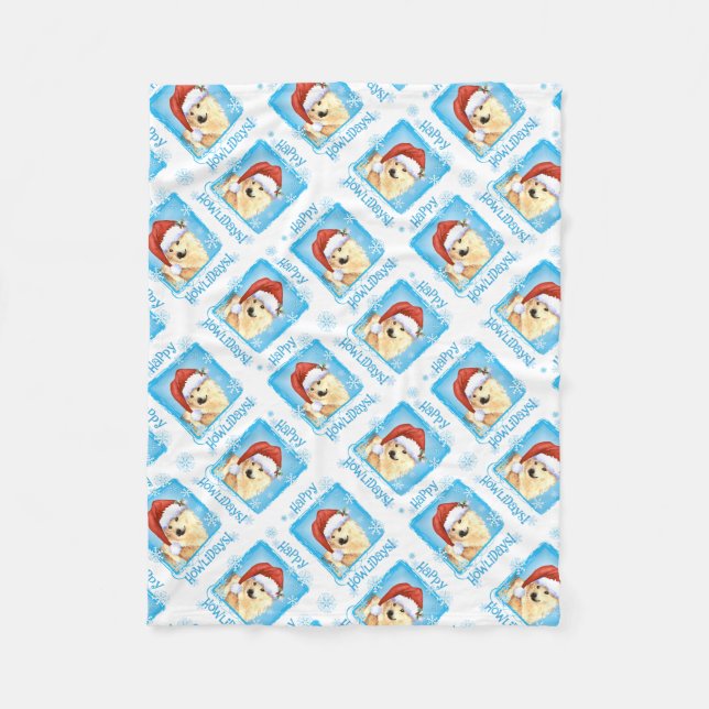 Lycklig Howlidays norrman Buhund Fleecefilt (Framsidan)