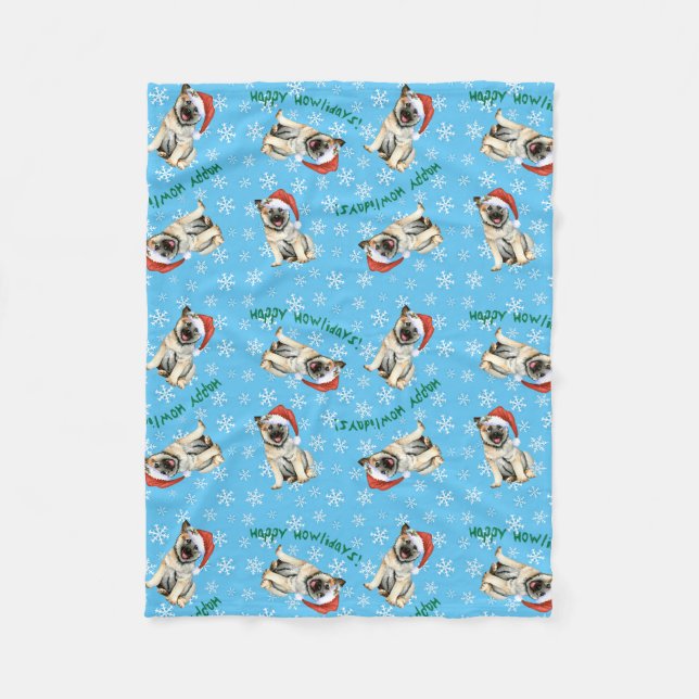 Lycklig Howlidays norska Elkhound Fleece Blanket (Framsidan)