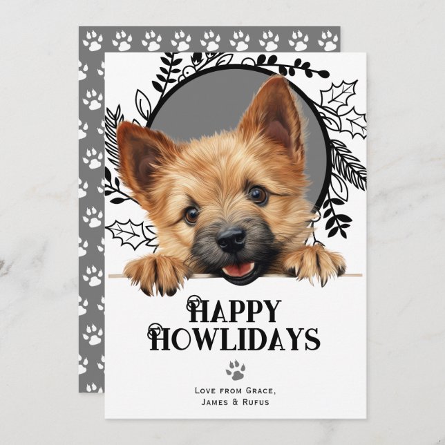 Lycklig Howlidays Norwich Terrier-Hund jul Julkort (Fram/baksida)