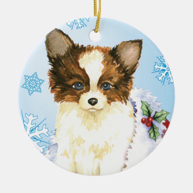 Lycklig Howlidays Papillon Julgransprydnad Keramik (Framsidan)