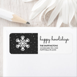 Lycklig Howlidays Paw Print Snowflake Return-etike Returadress Etikett
