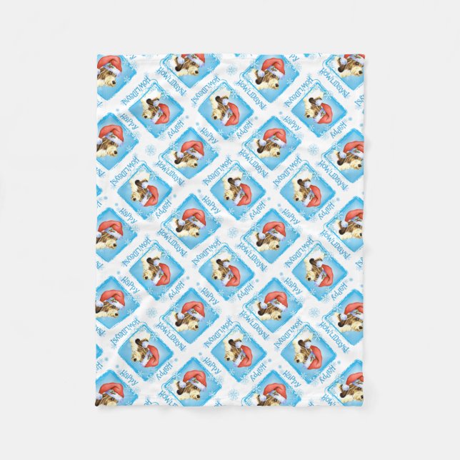 Lycklig Howlidays PBGV Fleece Blanket (Framsidan)
