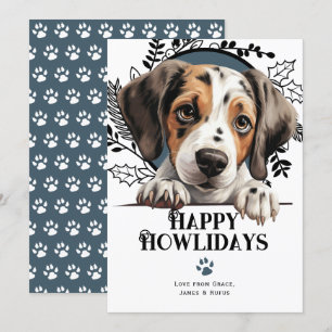 Lycklig Howlidays peinter Hund jul Julkort