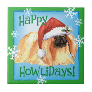 Lycklig Howlidays Pekingese Kakelplatta
