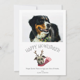 Lycklig Howlidays Pet-foto för Cute Puns-Hund Julkort