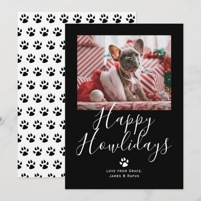 Lycklig Howlidays Pet Hund jul Julkort (Fram/baksida)