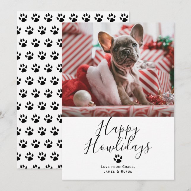 Lycklig Howlidays Pet Hund julkort Inbjudningar (Fram/baksida)