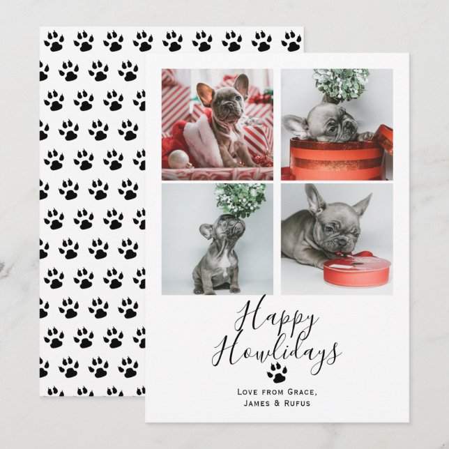 Lycklig Howlidays Pet Hund julkort Inbjudningar (Fram/baksida)
