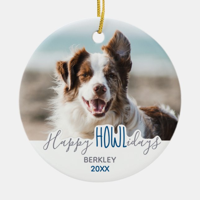 Lycklig HOWLidays Pet Photo Kids Puppy-Hund Julgransprydnad Keramik (Framsidan)