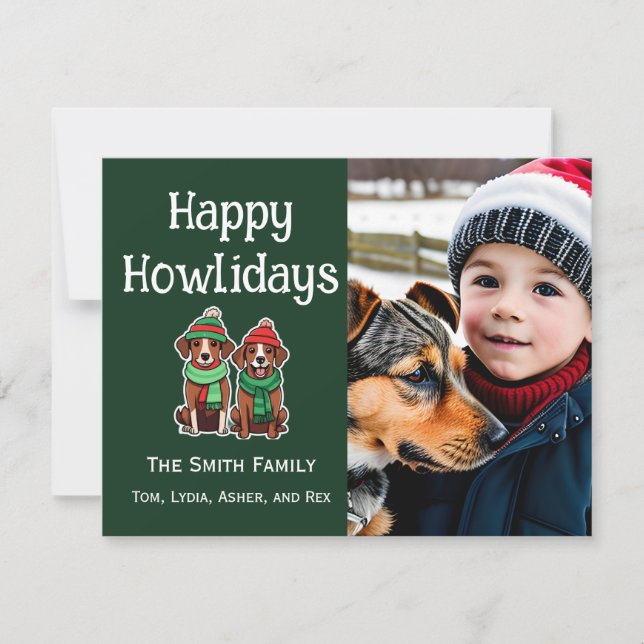 Lycklig Howlidays platta julkort för Helgdag (Framsida)