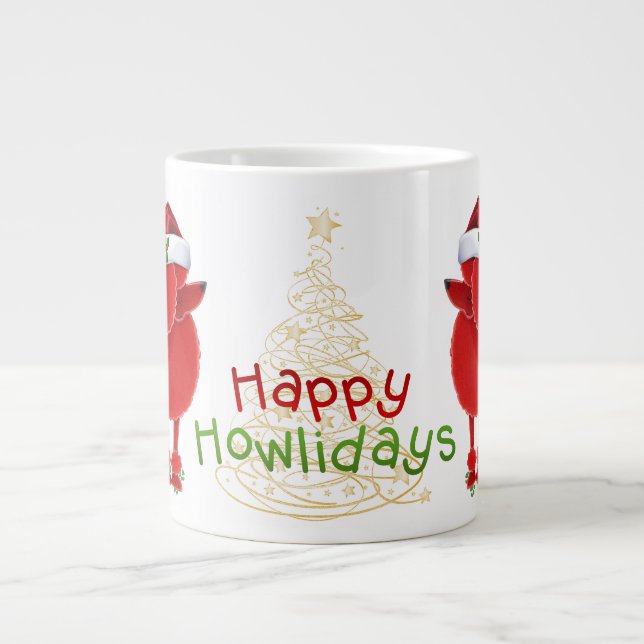 Lycklig Howlidays Pudel Jumbo Mugg (Framsidan)