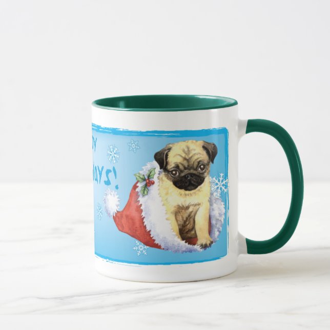 Lycklig Howlidays Pug Mugg (Höger)