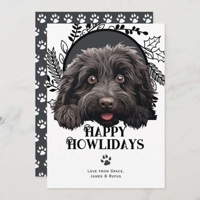 Lycklig Howlidays Puli Hund jul Julkort (Fram/baksida)