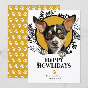Lycklig Howlidays Råtta Terrier Hund Julkort