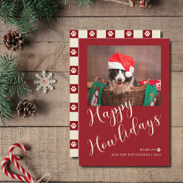 Lycklig Howlidays Red Hund Photo Julkort