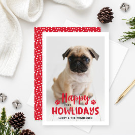 Lycklig Howlidays Red Puppy Hund Photo Julkort