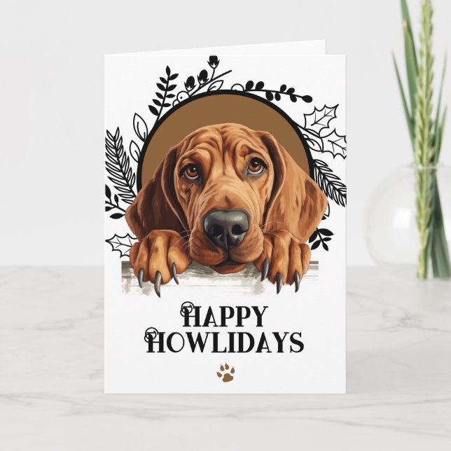 Lycklig Howlidays Redbone Coonhound Hund jul Helgkort (Framsida)