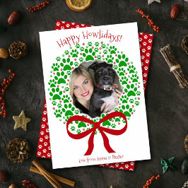 Lycklig Howlidays Roligt Paw Print Wand Photo Julkort