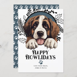 Lycklig Howlidays Saint Bernard Hund jul Julkort