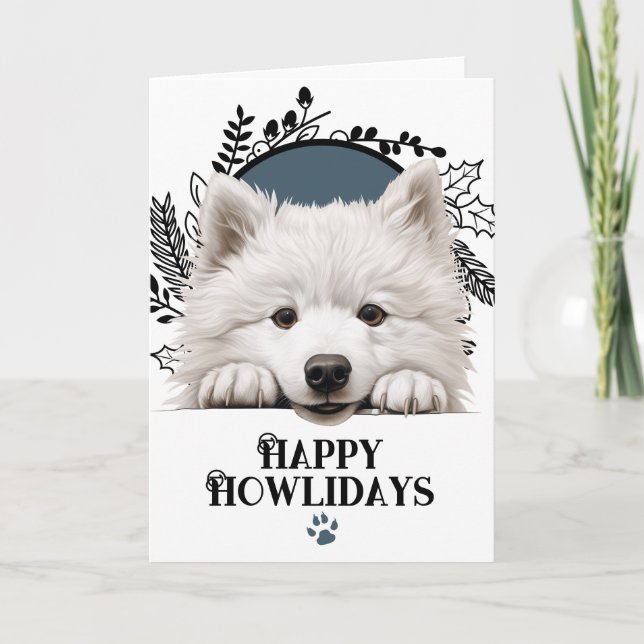 Lycklig Howlidays Samoyed Hund jul Helgkort (Framsida)
