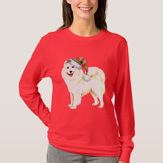 Lycklig Howlidays Samoyed Tee Shirt (Framsida)