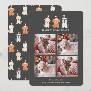 Lycklig Howlidays Santa Puppies Cream 4 Foton Gråt Julkort