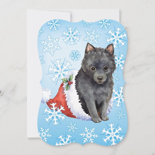 Lycklig Howlidays Schipperke Julkort (Framsida)