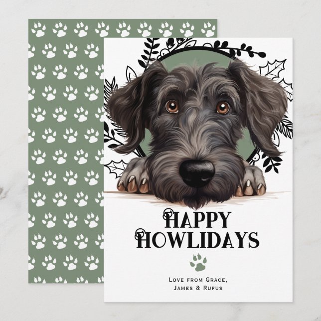Lycklig Howlidays Scottish Deerhound Hund jul Julkort (Fram/baksida)