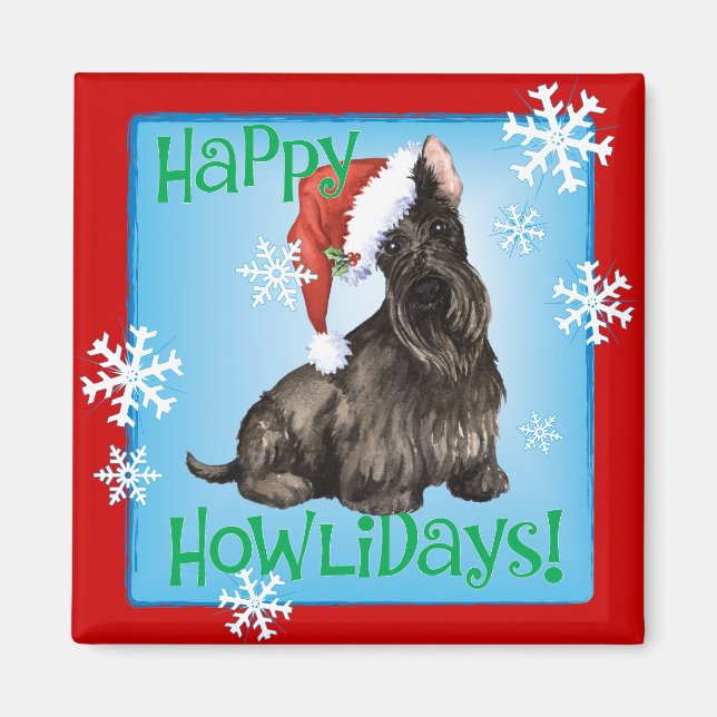 Lycklig Howlidays Scottish Terrier Magnet (Framsidan)