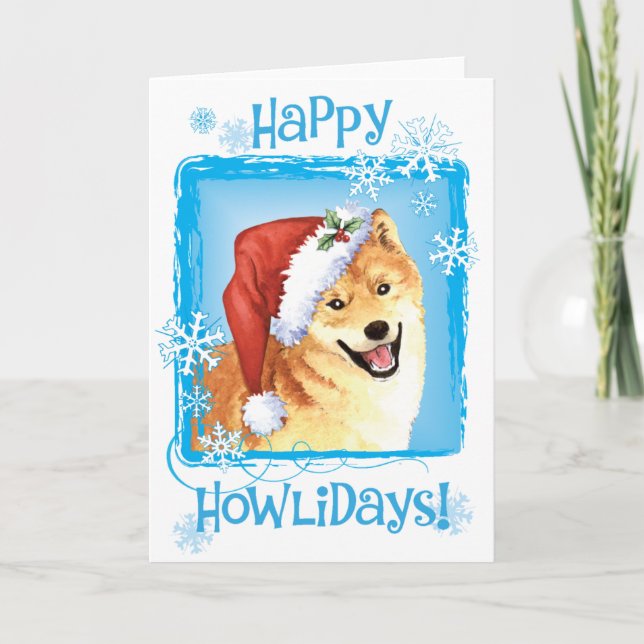 Lycklig Howlidays Shiba Inu Helgkort (Framsida)