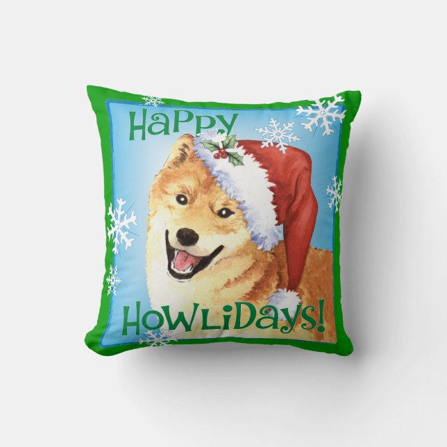 Lycklig Howlidays Shiba Inu Kudde (Framsida)