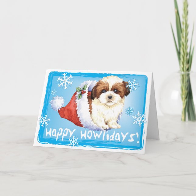 Lycklig Howlidays Shih Tzu Helgkort (Framsida)