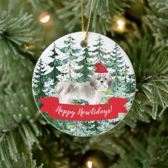 Lycklig Howlidays Shih tzu Hund jul Ornament (Träd)