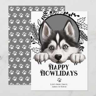 Lycklig Howlidays Siberian husky Hund jul Julkort