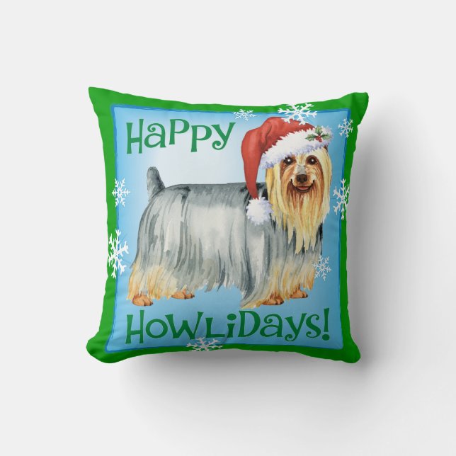 Lycklig Howlidays silkeslen Terrier Kudde (Framsida)