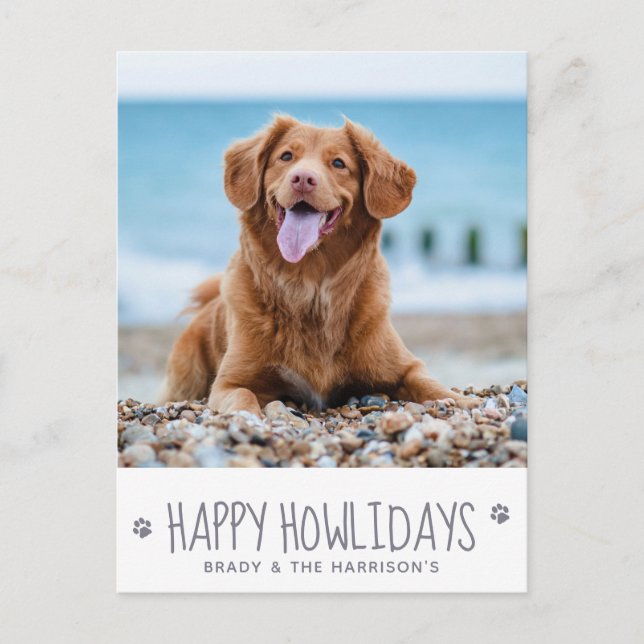 Lycklig Howlidays Simple Cute Pet Hund Photo Helg Vykort (Framsida)