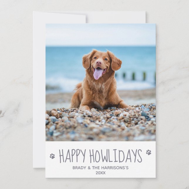 Lycklig Howlidays Simple Cute Pet Hund Photo Julkort (Framsida)