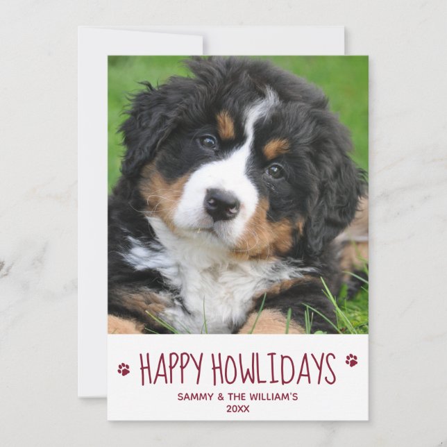 Lycklig Howlidays Simple Cute Pet Hund Photo Julkort (Framsida)
