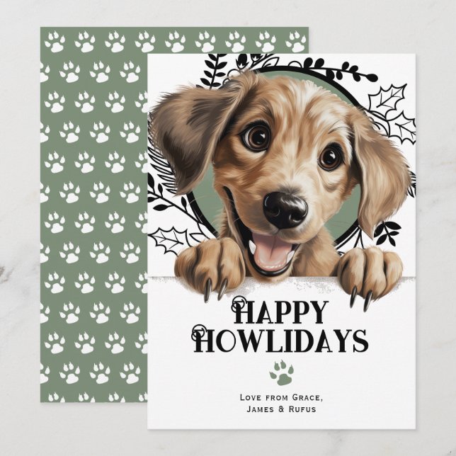 Lycklig Howlidays Sloughi Hund jul Julkort (Fram/baksida)
