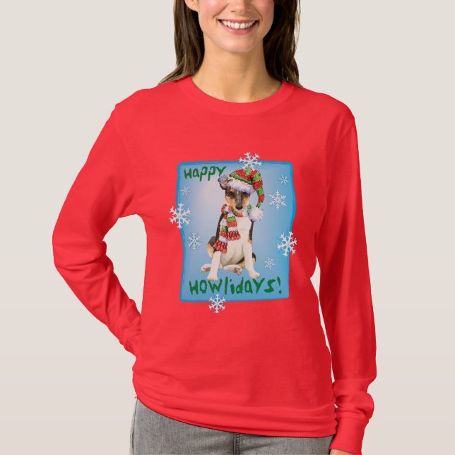 Lycklig Howlidays Smooth Collie T Shirt (Framsida)