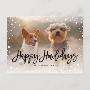 Lycklig Howlidays Snö Pet Hund Photo Helg Vykort