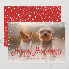 Lycklig Howlidays Snö Red | Pet-julfoto Julkort