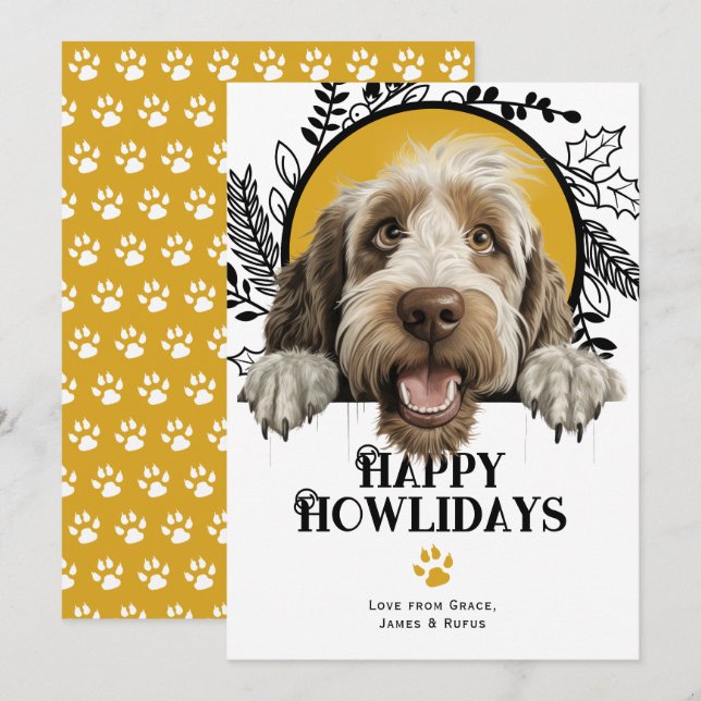 Lycklig Howlidays Spinone Italiano Hund jul Julkort (Fram/baksida)