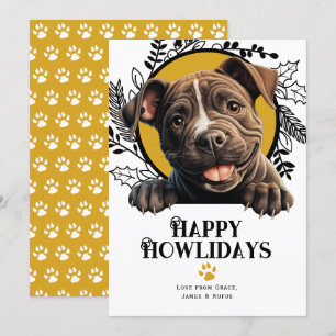 Lycklig Howlidays Stafford Bull Terrier Hund Julkort